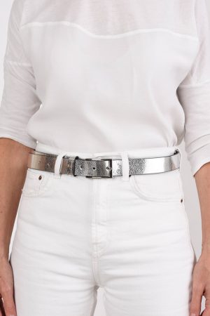Metallic Silver Leather Belt by Karen Dean, Personal Stylist at Wink To The Wardrobe Boutique