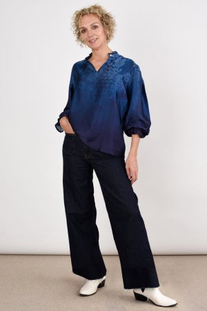 Silky blue blouse by Karen Dean, Personal Stylist at Wink To The Wardrobe Boutique