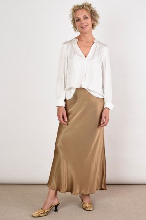 Caramel Satin Slip Skirt by Karen Dean, Personal Stylist at Wink To The Wardrobe Boutique