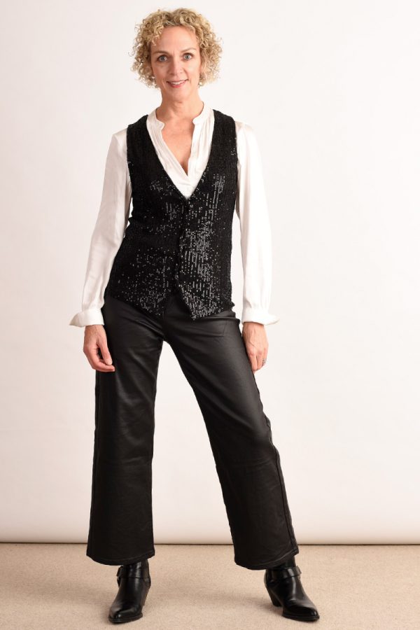 Black sequin waistcoat deals